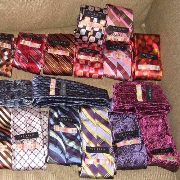 ❤️25 LOT TED BAKER Neckties Ties Paisley Stripe Polka Dot Retro Collector Lot - Picture 8 of 14